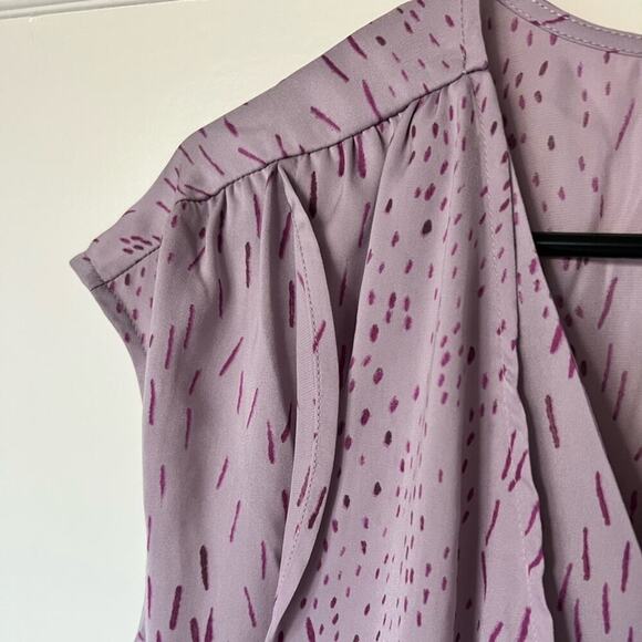 H by Halston Lavender Faux Wrap V-Neck Blouse Top Plus 18W Polyester Sleeveless - Picture 4 of 7